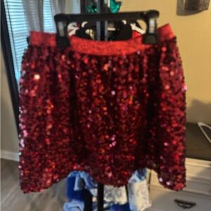 Red Sequin Skirt